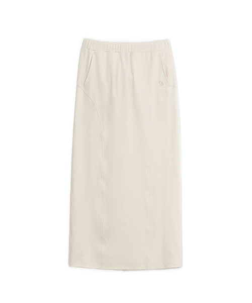 SUNBURNPROJECT(サンバーンプロジェクト)の「Curved Maxi Rib Skirt, IVORY(スカート・レディース・その他・FREE)」の2枚目の写真