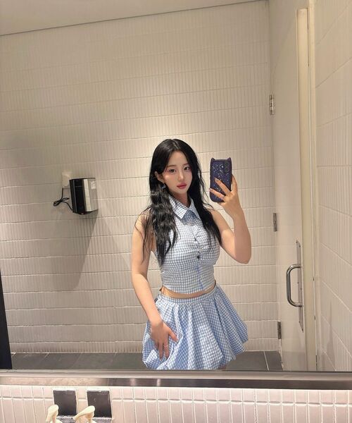 YOUHEE(ユヒ)の「CHECK HALTER NECK SHIRTS LIGHT BLUE(シャツ/ブラウス・レディース・その他・FREE)」の3枚目の写真