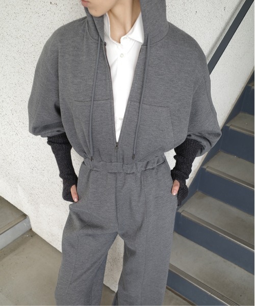 【新品】HOODED SWEAT ALL IN ONE グレー CLANE（クラネ）の「HOODED SWEAT ALL IN ONE（つなぎ/オールインワン