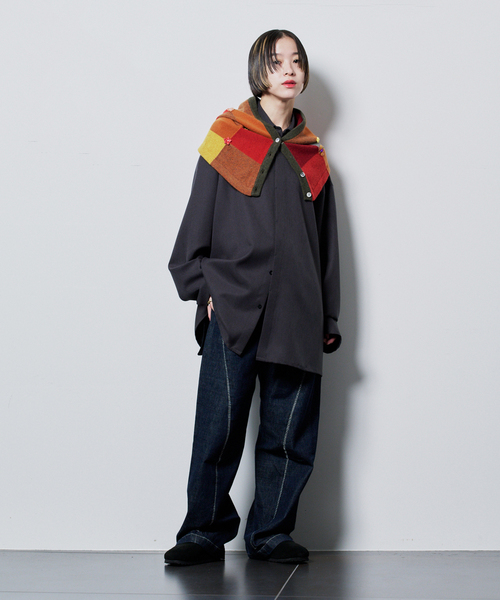 CITYSHOP（シティーショップ）の「YANYAN CHECK HOOD YYW24-1732：バラクラバ（ニットキャップ/ビーニー・レディース・レッド・FREE）」の4枚目の写真