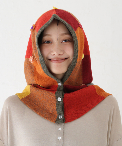 CITYSHOP（シティーショップ）の「YANYAN CHECK HOOD YYW24-1732：バラクラバ（ニットキャップ/ビーニー・レディース・レッド・FREE）」の13枚目の写真