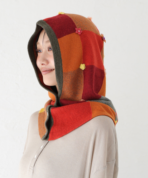 CITYSHOP（シティーショップ）の「YANYAN CHECK HOOD YYW24-1732：バラクラバ（ニットキャップ/ビーニー・レディース・レッド・FREE）」の14枚目の写真