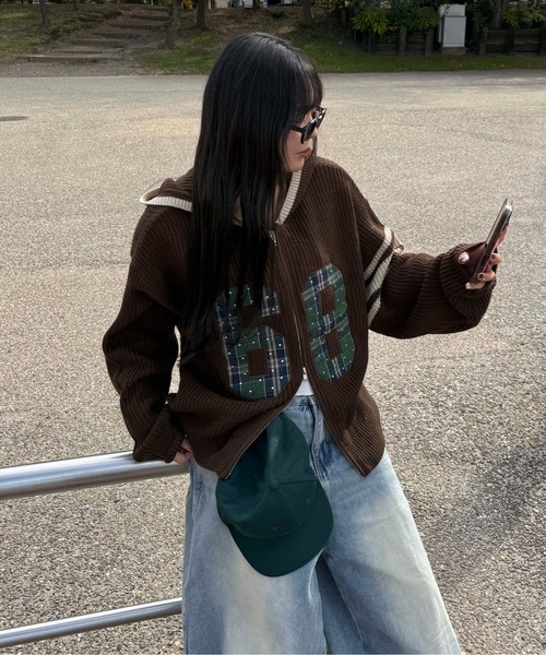 sedacle（セダクル）の「ラインストーンアップリケジップニットパーカー（ニット/セーター・メンズ・ベージュ/ブラウン/ボルドー・SMALL/MEDIUM/LARGE）」の10枚目の写真