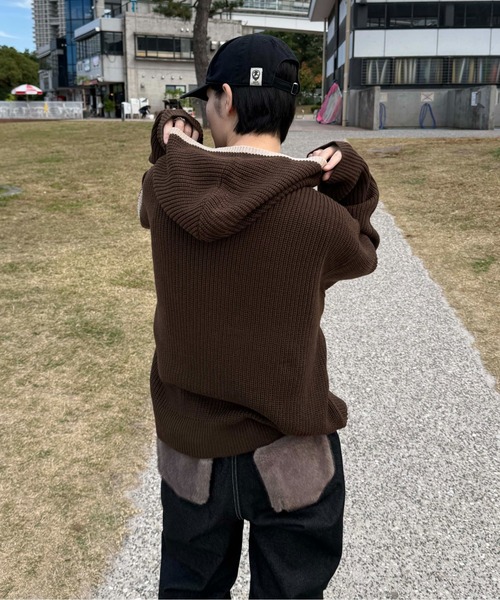 sedacle（セダクル）の「ラインストーンアップリケジップニットパーカー（ニット/セーター・メンズ・ベージュ/ブラウン/ボルドー・SMALL/MEDIUM/LARGE）」の20枚目の写真