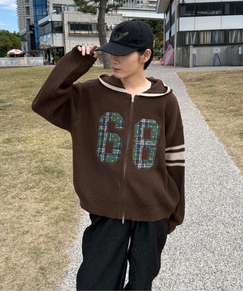 sedacle（セダクル）の「ラインストーンアップリケジップニットパーカー（ニット/セーター・メンズ・ベージュ/ブラウン/ボルドー・SMALL/MEDIUM/LARGE）」の18枚目の写真