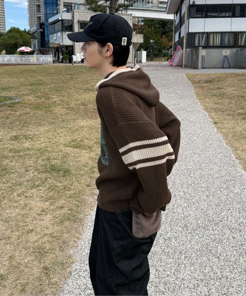 sedacle（セダクル）の「ラインストーンアップリケジップニットパーカー（ニット/セーター・メンズ・ベージュ/ブラウン/ボルドー・SMALL/MEDIUM/LARGE）」の19枚目の写真