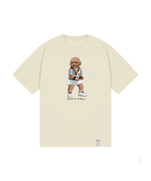 [ユニセックス]テニスドッグストリーバー半袖Tシャツ_サンドベージュ