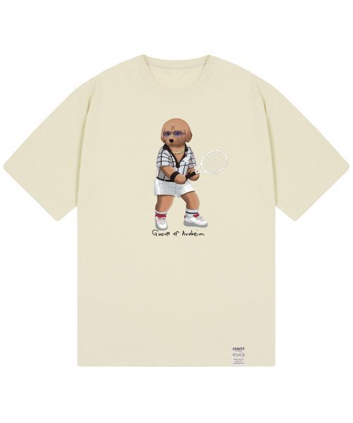 GRAVER（グレーバー）の「[ユニセックス]テニスドッグストリーバー半袖Tシャツ_サンドベージュ（Tシャツ/カットソー・レディース・ベージュ・MEDIUM/LARGE/X-LARGE/SMALL）」の2枚目の写真