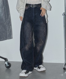 Anchor Smith（アンカー スミス）の「ヴィンテージライク フロッキーデニム カーブワイドパンツ（デニムパンツ）」