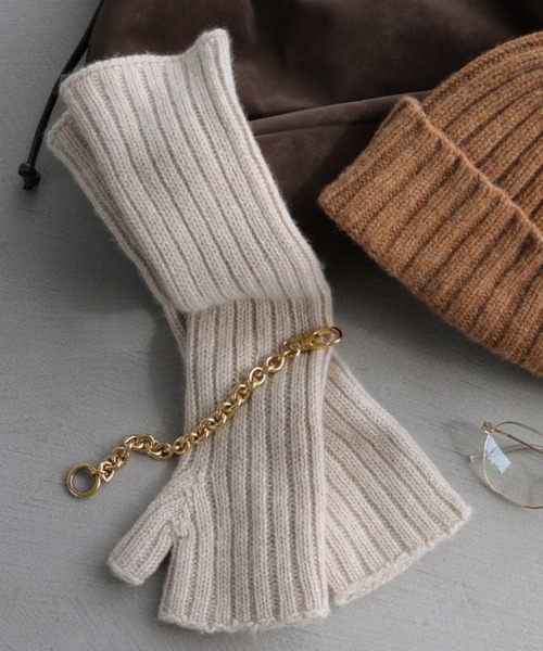 BABYLONE（バビロン）の「【ROBERT MACKIE】リブアームウォーマー（アームカバー・レディース・ベージュ/キャメル・フリー）」の2枚目の写真