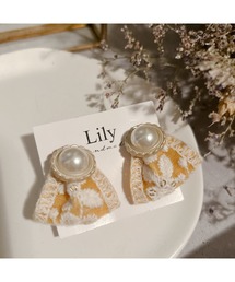 【Lily accessory】インド刺繍リボンピアス(MA)