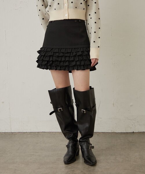 mline（エムライン）の「[mline]ストライプフリルミニスカ（スカート・レディース・ブラック/ボルドー・2/1）」の19枚目の写真