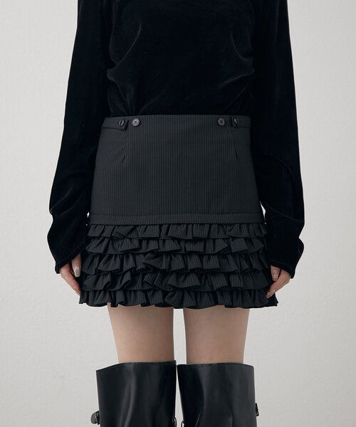 mline（エムライン）の「[mline]ストライプフリルミニスカ（スカート・レディース・ブラック/ボルドー・2/1）」の17枚目の写真