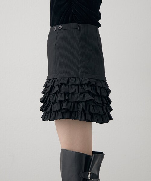 mline（エムライン）の「[mline]ストライプフリルミニスカ（スカート・レディース・ブラック/ボルドー・2/1）」の16枚目の写真