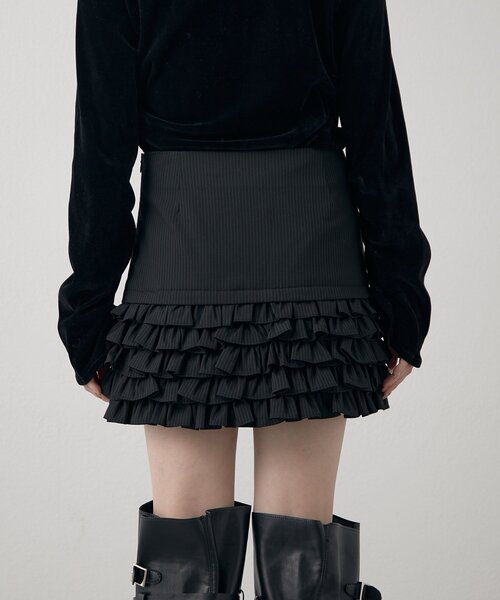 mline（エムライン）の「[mline]ストライプフリルミニスカ（スカート・レディース・ブラック/ボルドー・2/1）」の15枚目の写真