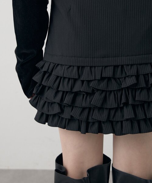 mline（エムライン）の「[mline]ストライプフリルミニスカ（スカート・レディース・ブラック/ボルドー・2/1）」の12枚目の写真
