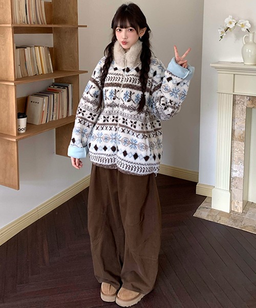 ノルディック柄フリースジャケット（その他アウター）｜＆soiree