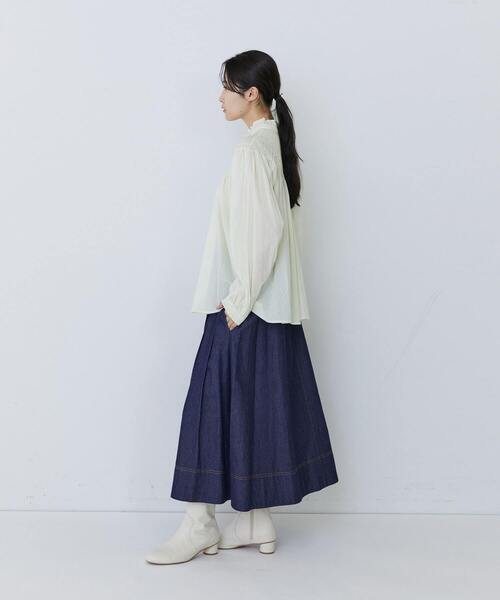 conges payes ADIEU TRISTESSE(コンジェ ペイエ アデュートリステス)の「インドコットンシャーリングステッチブラウス(シャツ/ブラウス・レディース・ライム/サックスブルー/オフホワイト・38)」の13枚目の写真