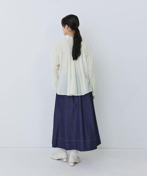 conges payes ADIEU TRISTESSE(コンジェ ペイエ アデュートリステス)の「インドコットンシャーリングステッチブラウス(シャツ/ブラウス・レディース・ライム/サックスブルー/オフホワイト・38)」の14枚目の写真