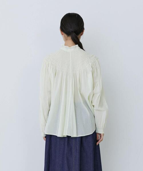 conges payes ADIEU TRISTESSE(コンジェ ペイエ アデュートリステス)の「インドコットンシャーリングステッチブラウス(シャツ/ブラウス・レディース・ライム/サックスブルー/オフホワイト・38)」の18枚目の写真