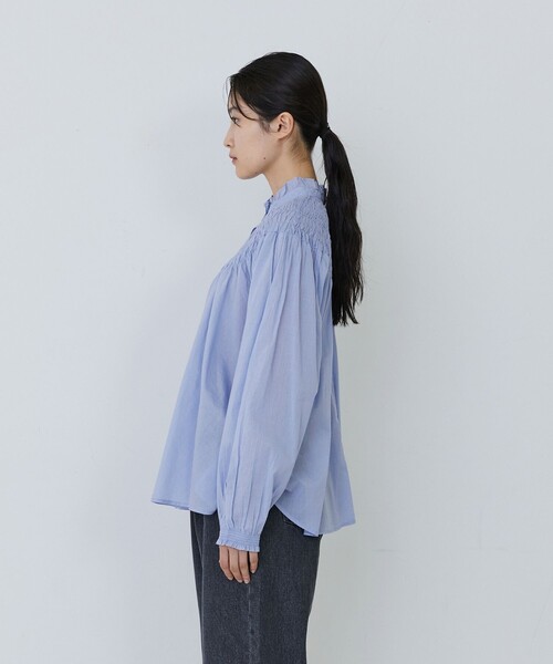 conges payes ADIEU TRISTESSE(コンジェ ペイエ アデュートリステス)の「インドコットンシャーリングステッチブラウス(シャツ/ブラウス・レディース・ライム/サックスブルー/オフホワイト・38)」の20枚目の写真