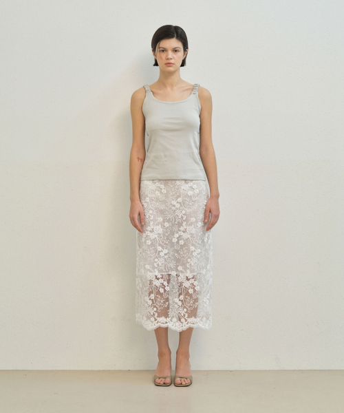 MAYVERU(メイバーユー)の「Cookie Wrinkle Sleeveless T-Shirt _ Gray(Tシャツ/カットソー・レディース・ライトグレー・FREE)」の3枚目の写真