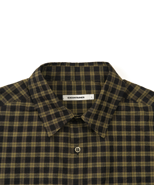 EXCONTAINER(エックスコンテナ)の「モダンスモークチェックシャツ (セージカーキ)(シャツ/ブラウス・メンズ・その他・X-LARGE/LARGE/MEDIUM)」の2枚目の写真