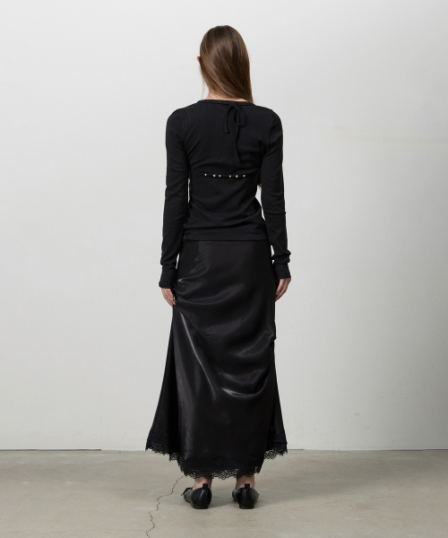 THREE TO EIGHTY(スリートゥエイティー)の「LACE SHIRRING LONG SKIRT BLACK(スカート・レディース・その他・SMALL/MEDIUM)」の3枚目の写真
