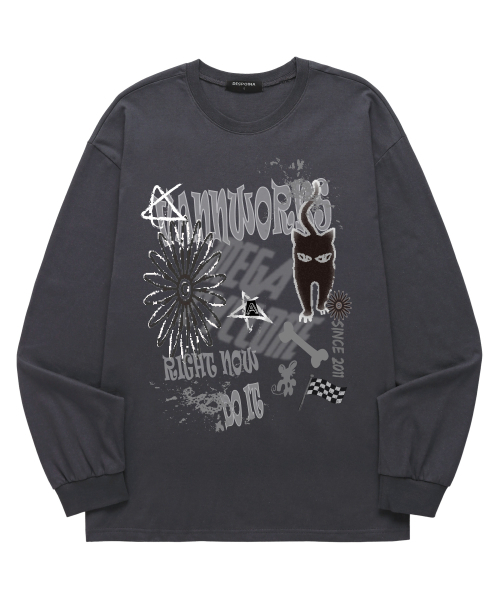 VANNWORKS(バンワークス)の「CAT DO IT ロングスリーブ (VLS0080) チャコール(Tシャツ/カットソー・レディース・その他・SMALL/MEDIUM/LARGE/X-LARGE/XX-LARGE)」の3枚目の写真