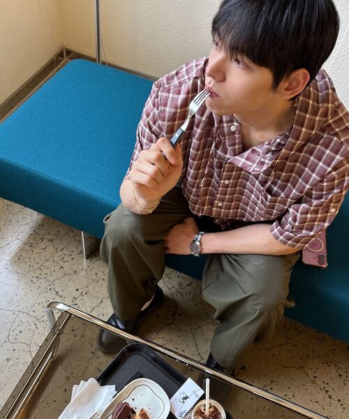 SECONDMONO（セカンドモノローグ）の「フードチェックハーフシャツ[BURGUNDY]_SESH999BURGUNDY（シャツ/ブラウス・レディース・その他・SMALL/MEDIUM）」の2枚目の写真