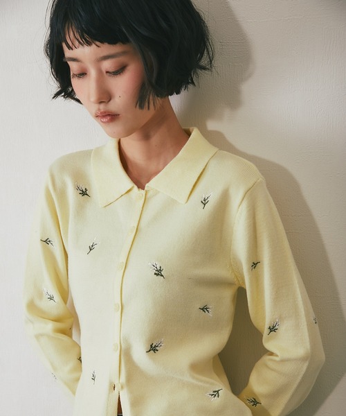セール】襟付き花柄刺繍カーディガン（カーディガン/ボレロ）｜ANOTHER