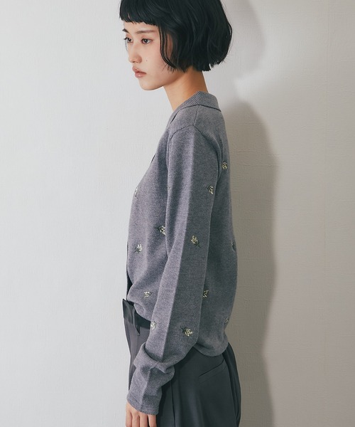 セール】襟付き花柄刺繍カーディガン（カーディガン/ボレロ）｜ANOTHER