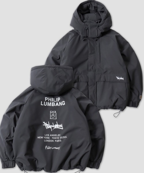 Philip Lumbang(フィリップランバン)の「Philip Lumbang/フィリップ・ランバン 2WAY フード脱着 オーバーサイズ 防風 ドローコード パファージャケット パデッドジャケット ファイバーダウンジャケット レディース メンズ(ダウンジャケット/コート・メンズ・チャコール/ブラウン/ブラック・M/L/XL)」の3枚目の写真