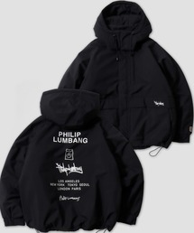 Philip Lumbang/フィリップ・ランバン 2WAY フード脱着 オーバーサイズ 防風 ドローコード パファージャケット パデッドジャケット ファイバーダウンジャケット レディース メンズ