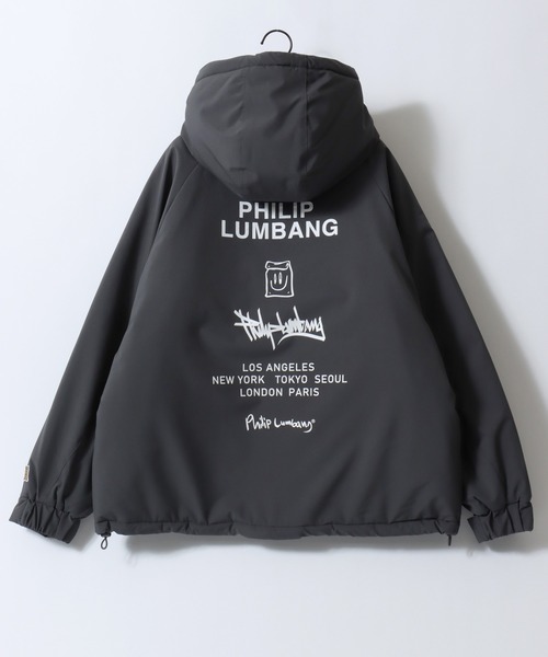 Philip Lumbang(フィリップランバン)の「Philip Lumbang/フィリップ・ランバン 2WAY フード脱着 オーバーサイズ 防風 ドローコード パファージャケット パデッドジャケット ファイバーダウンジャケット レディース メンズ(ダウンジャケット/コート・メンズ・チャコール/ブラウン/ブラック・M/L/XL)」の7枚目の写真