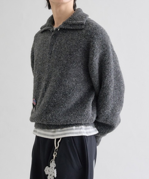 セール】Dual-Neck Mulch Button Knit / デュアルネック マルチボタン