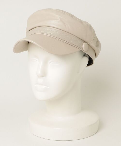 Vini（ヴィニ）の「レザー風キャスケット（キャスケット・レディース・ブラック/アイボリー・ONESIZE）」の2枚目の写真