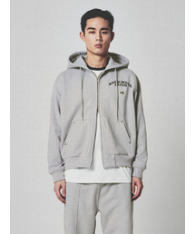 Rivet Zip-Up Hoodie Melange Grey