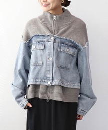 Jines（ジネス）の「デニムドッキングニットブルゾン（ブルゾン）」