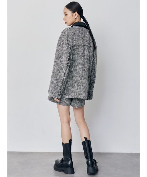 MURUA(ムルーア)の「【セットアップ対応】ツイードミドルジャケット(テーラードジャケット・レディース・ブラック/グレー・FREE)」の8枚目の写真