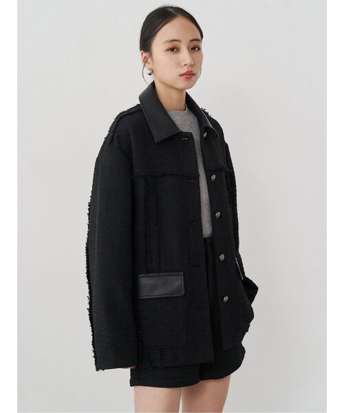 MURUA(ムルーア)の「【セットアップ対応】ツイードミドルジャケット(テーラードジャケット・レディース・ブラック/グレー・FREE)」の11枚目の写真