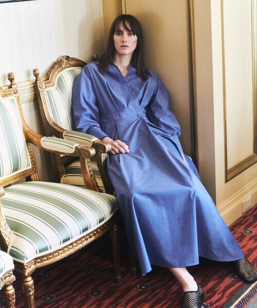 allureville（アルアバイル）の「ラップライクシャツワンピース（ワンピース・レディース・サックスブルー/ベージュ/ネイビー・1/2）」の5枚目の写真