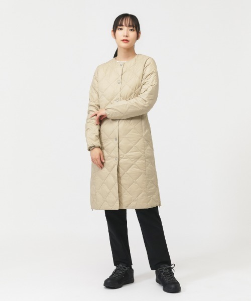 TAION（タイオン）の「タイオン TAION SINGLE SNAP BUTTON CREW NECK LONG DOWN COAT（ダウンジャケット/コート・レディース・ブラック/ベージュ・L/XL/2XL）」の2枚目の写真