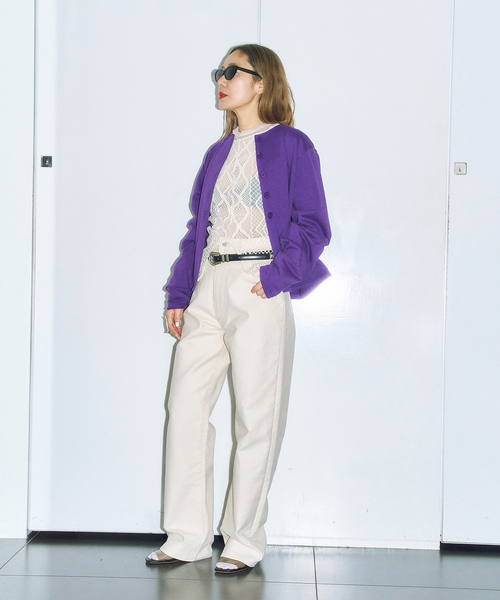 CITYSHOP（シティーショップ）の「SWEAT CARDIGAN：スウェット（カーディガン/ボレロ・レディース・ブラック/パープル・FREE）」の6枚目の写真