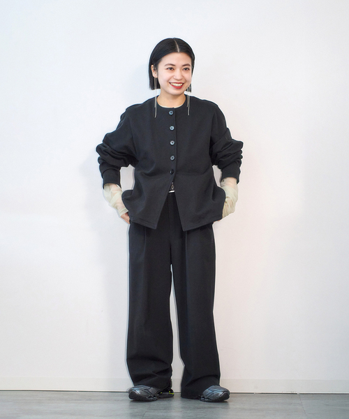 CITYSHOP（シティーショップ）の「SWEAT CARDIGAN：スウェット（カーディガン/ボレロ・レディース・ブラック/パープル・FREE）」の9枚目の写真