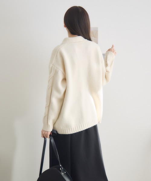 RU.TI.LE(ルチル)の「【RU.TI.LE】ボタンアップ衿付きニット(ニット/セーター・レディース・イエロー/アイボリー・MEDIUM)」の21枚目の写真