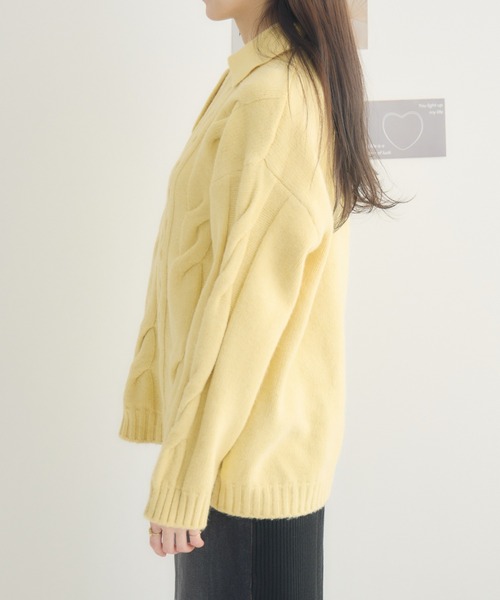 RU.TI.LE(ルチル)の「【RU.TI.LE】ボタンアップ衿付きニット(ニット/セーター・レディース・イエロー/アイボリー・MEDIUM)」の5枚目の写真