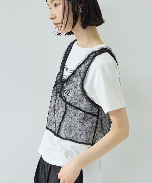 GALLEST（ギャレスト）の「レースビスチェ（シャツ/ブラウス・レディース・ブラック/ホワイト・38）」の4枚目の写真