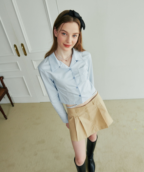 LULUCHOU(ルルシュ)の「Ribbon Crop Shirt - SKY BLUE(シャツ/ブラウス・レディース・その他・FREE)」の2枚目の写真
