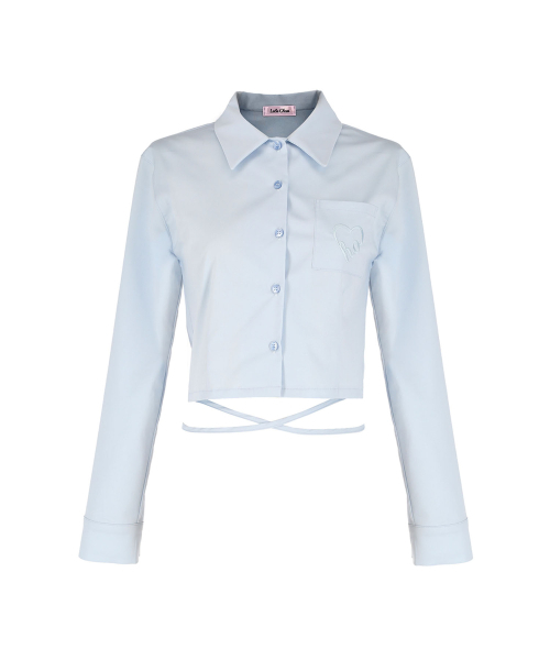 LULUCHOU(ルルシュ)の「Ribbon Crop Shirt - SKY BLUE(シャツ/ブラウス・レディース・その他・FREE)」の4枚目の写真